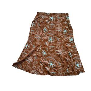 Sag Harbor Womens Brown Floral A-Line Skirt Size 14 100% Rayon